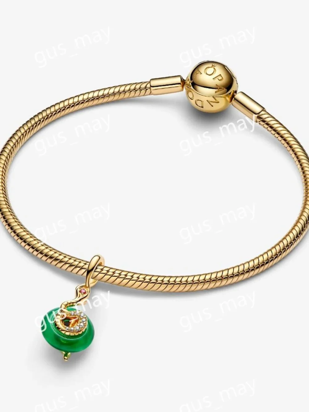 Pandora Snake Green Murano Glass Dangle Charm